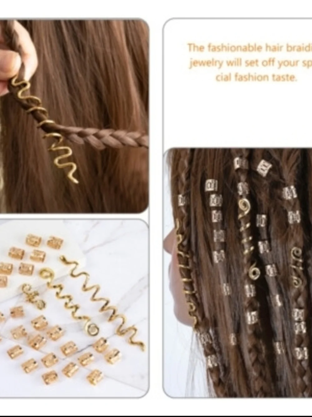 4/$15 Boho Dreadlock Hair Wrap Kit with Gold Accents - Magenta And Lilac